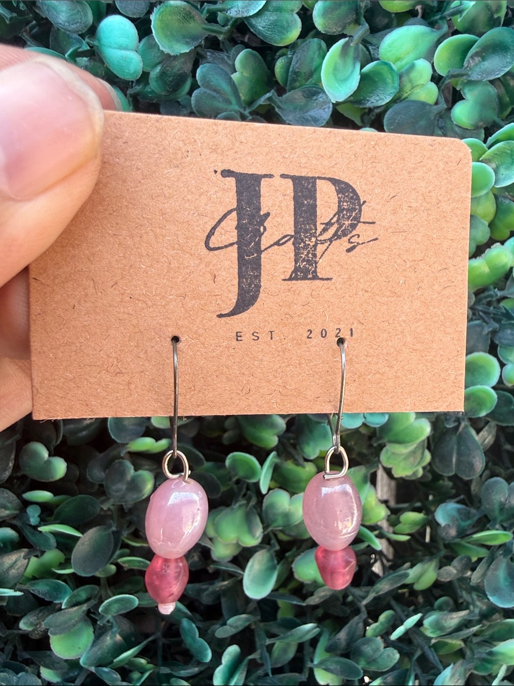 Handcrafted Pink Beaded Drop Earrings